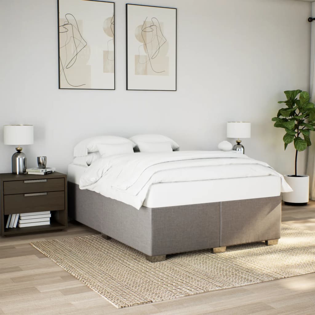 vidaXL Boxspring met matras stof taupe 140x190 cm afbeelding