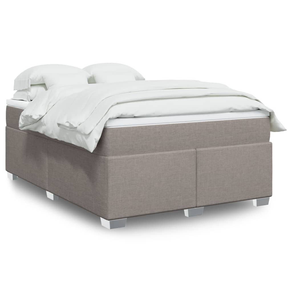 vidaXL Boxspringbett mit Matratze Taupe 140x190 cm Stoff