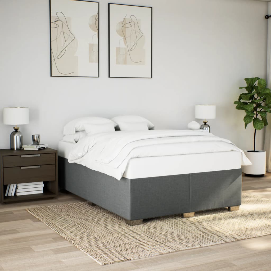 vidaXL Boxspring met matras stof donkergrijs 140x200 cm grijs, foto 2