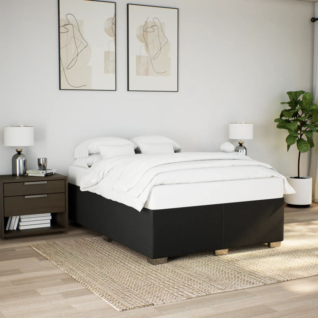vidaXL Boxspring met matras stof zwart 140x200 cm afbeelding