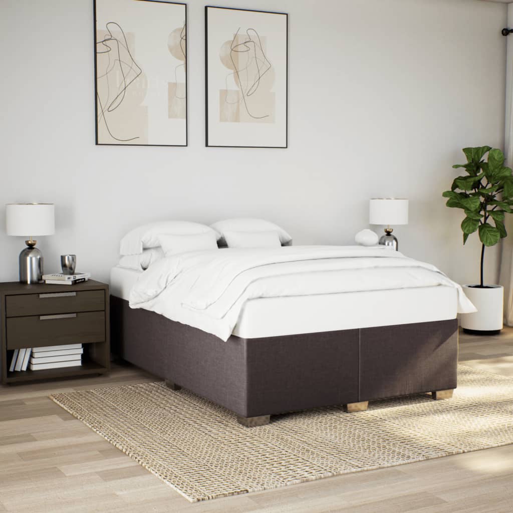 vidaXL Boxspring met matras stof donkerbruin 140x200 cm afbeelding
