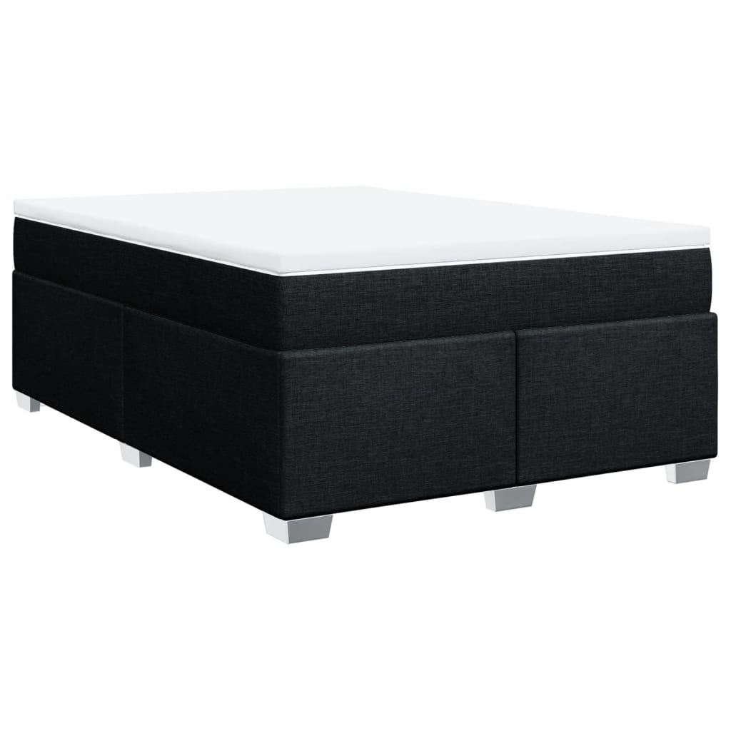 vidaXL Pat box spring cu saltea, negru, 160x200 cm, textil
