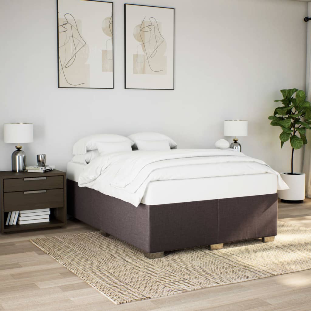 vidaXL Boxspring met matras stof donkerbruin 160x200 cm afbeelding