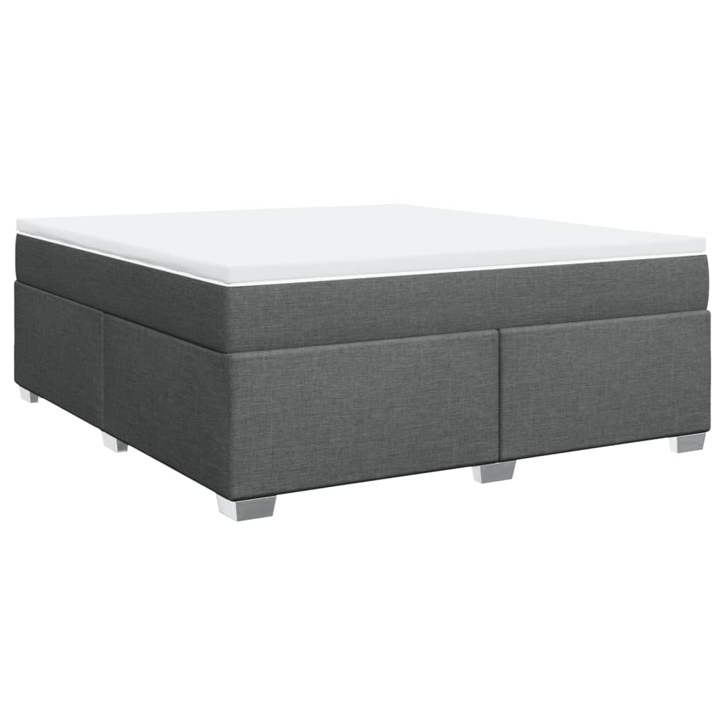 vidaXL Pat box spring cu saltea, gri închis, 180x200 cm, textil