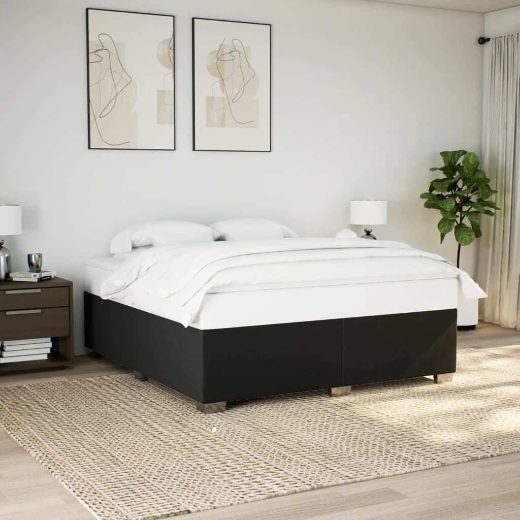 vidaXL Boxspring met matras stof zwart 180x200 cm afbeelding