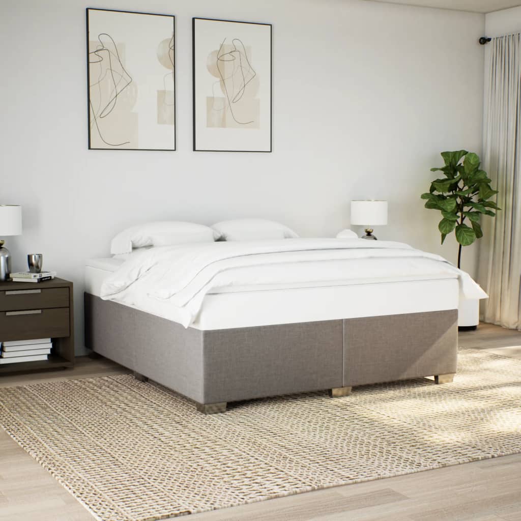 vidaXL Boxspring met matras stof taupe 180x200 cm afbeelding