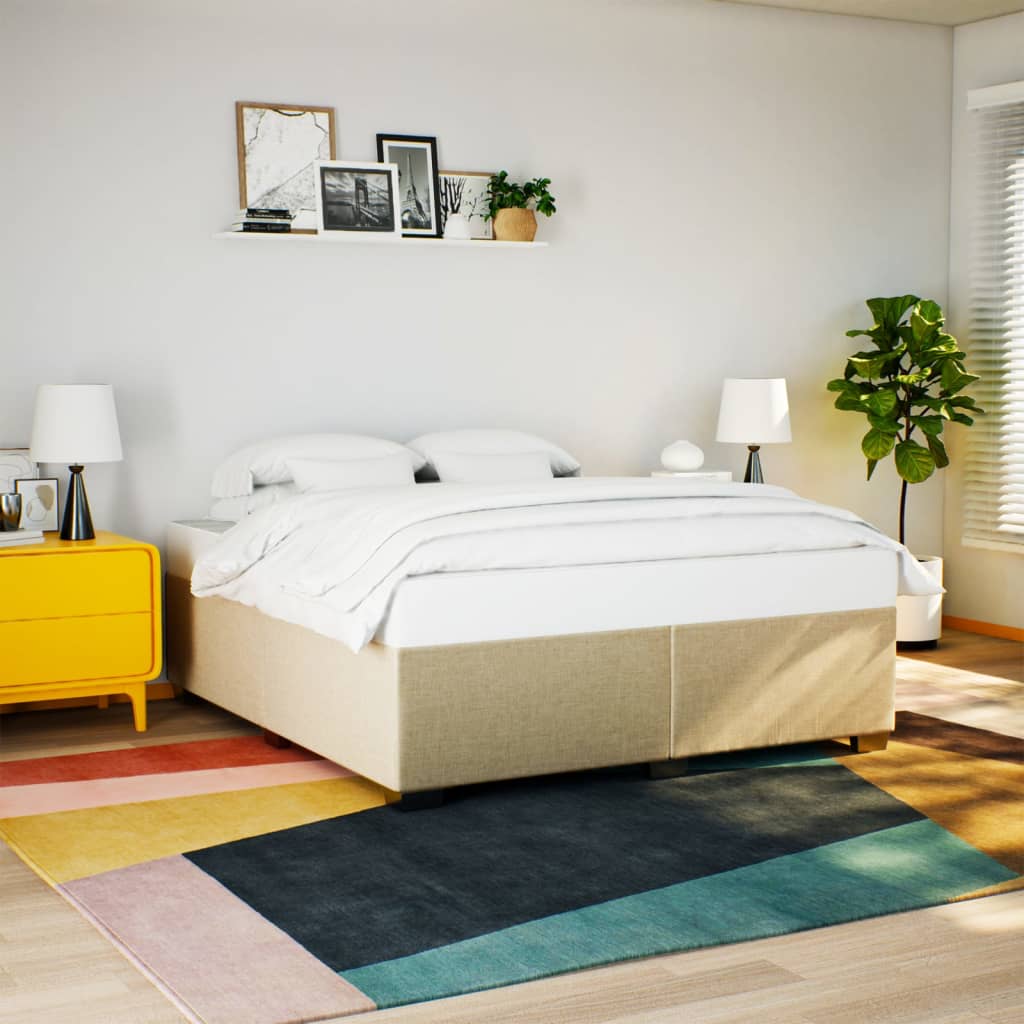 vidaXL Boxspring met matras stof crèmekleurig 180x200 cm afbeelding