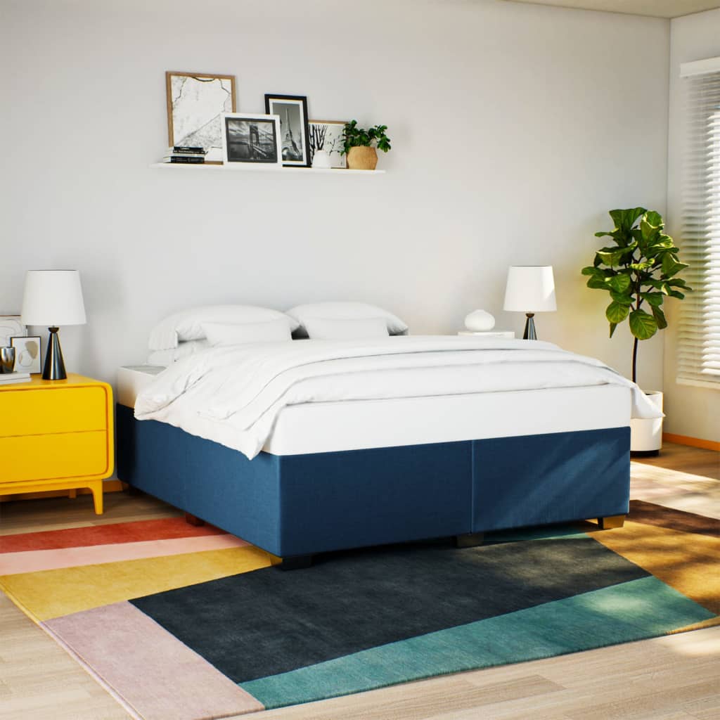 vidaXL Boxspring met matras stof blauw 180x200 cm afbeelding