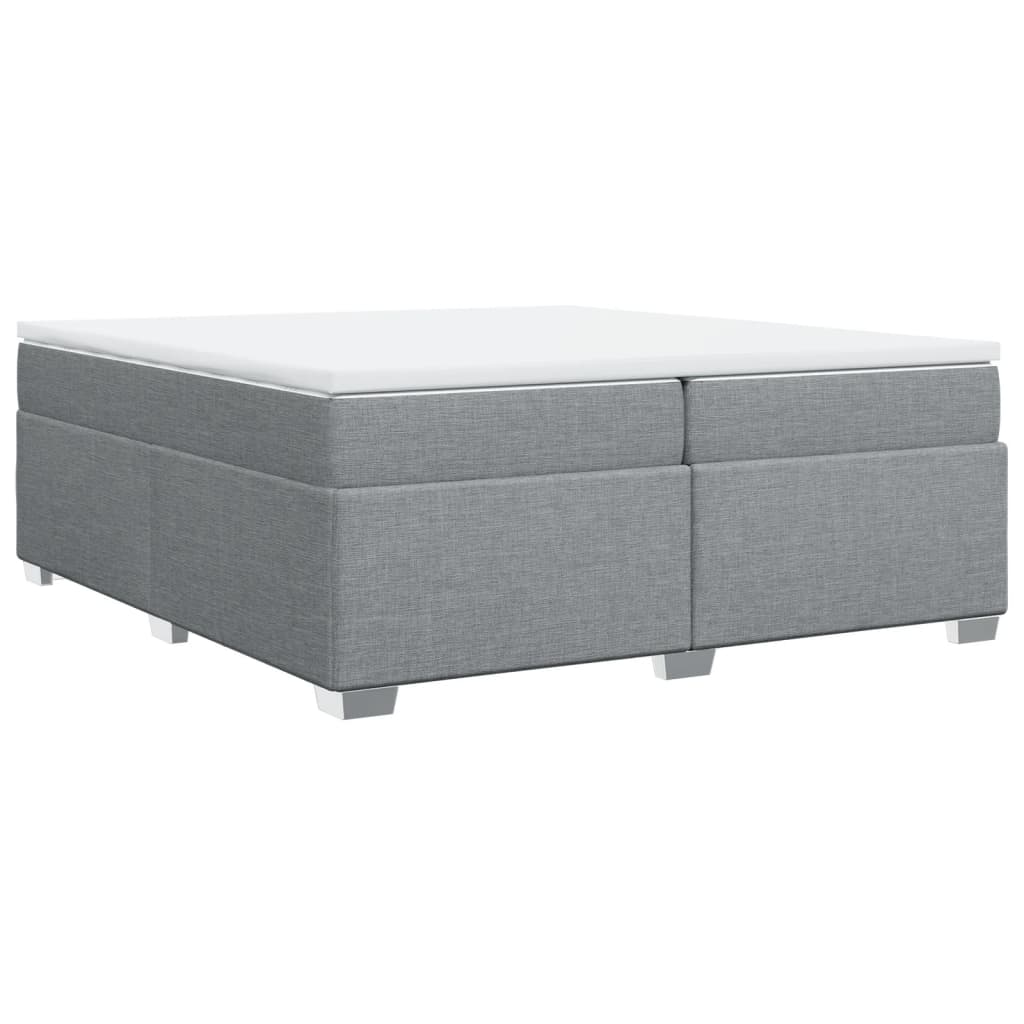 vidaXL Boxspring met matras stof lichtgrijs 200x200 cm grijs, foto 3
