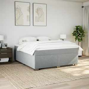 Box spring postel s matrací světle šedá 200 x 200 cm textil - obrázek 3