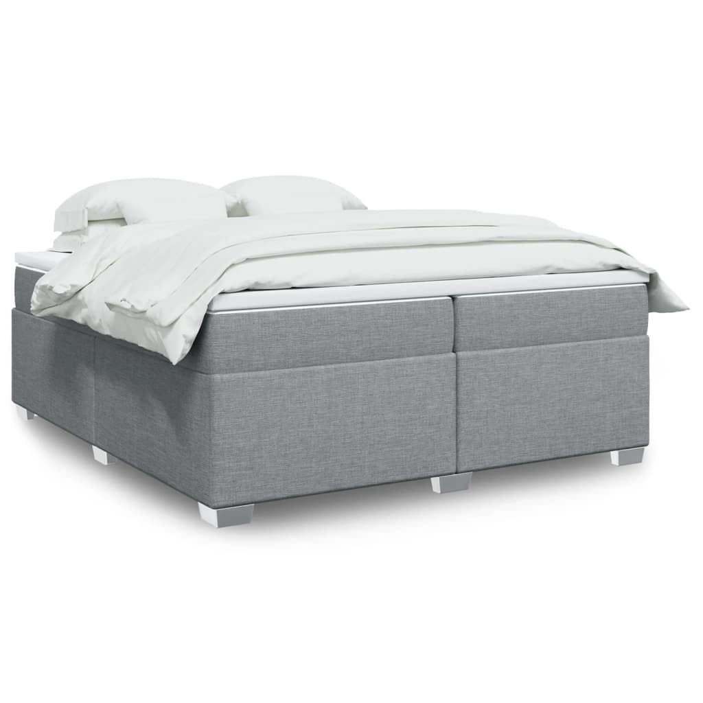 vidaXL Boxspringbett mit Matratze Hellgrau 200x200 cm Stoff