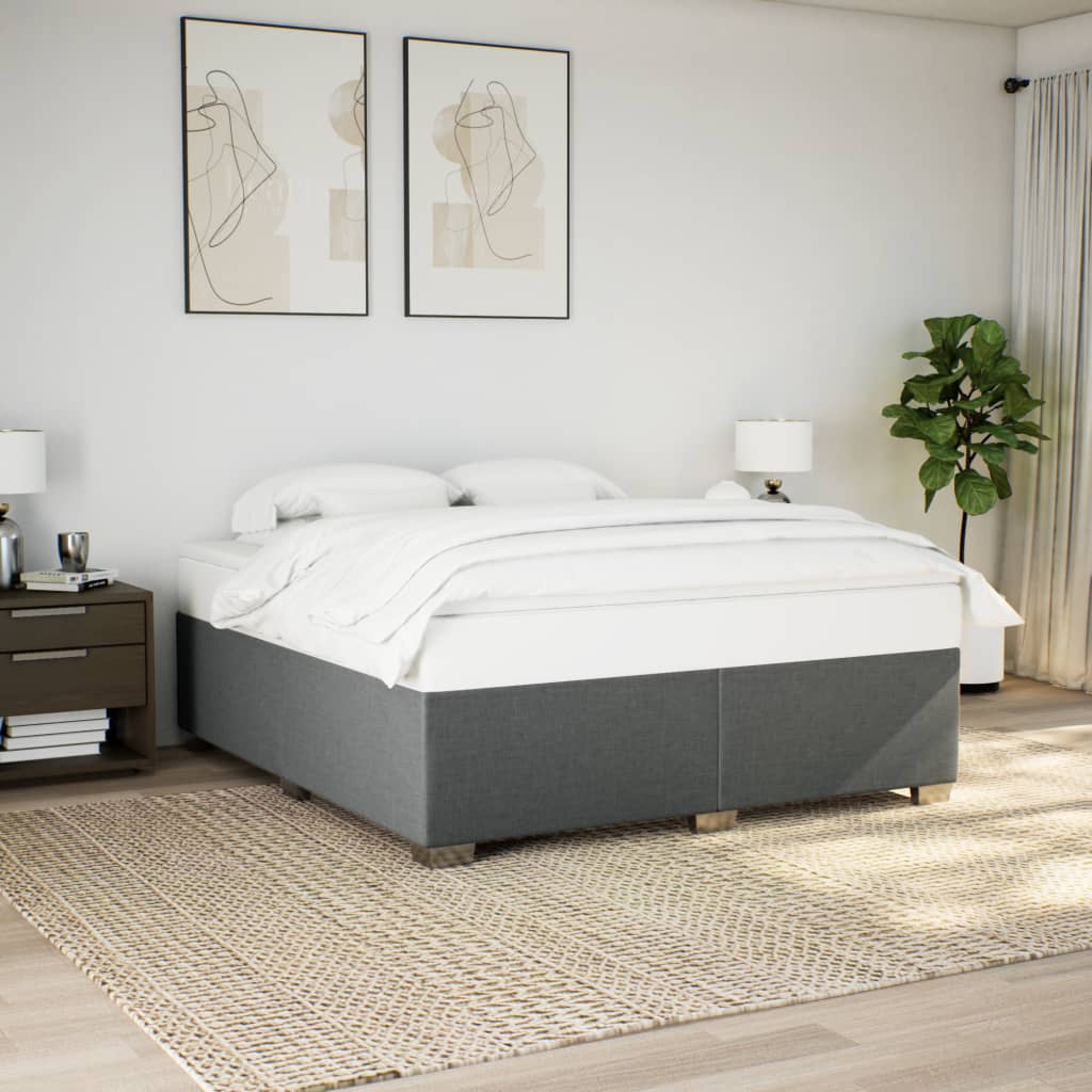 vidaXL Boxspring met matras stof donkergrijs 200x200 cm afbeelding