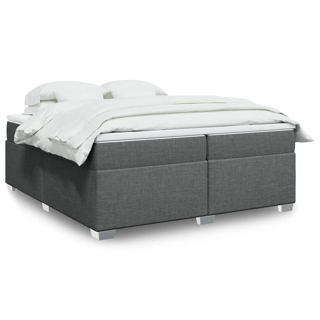 vidaXL Boxspringbett mit Matratze Dunkelgrau 200x200 cm Stoff