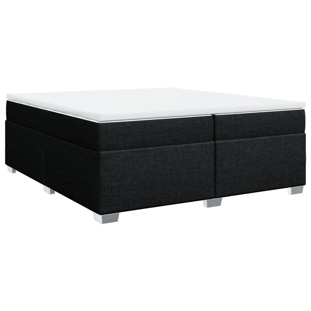 vidaXL Pat box spring cu saltea, negru, 200x200 cm, textil