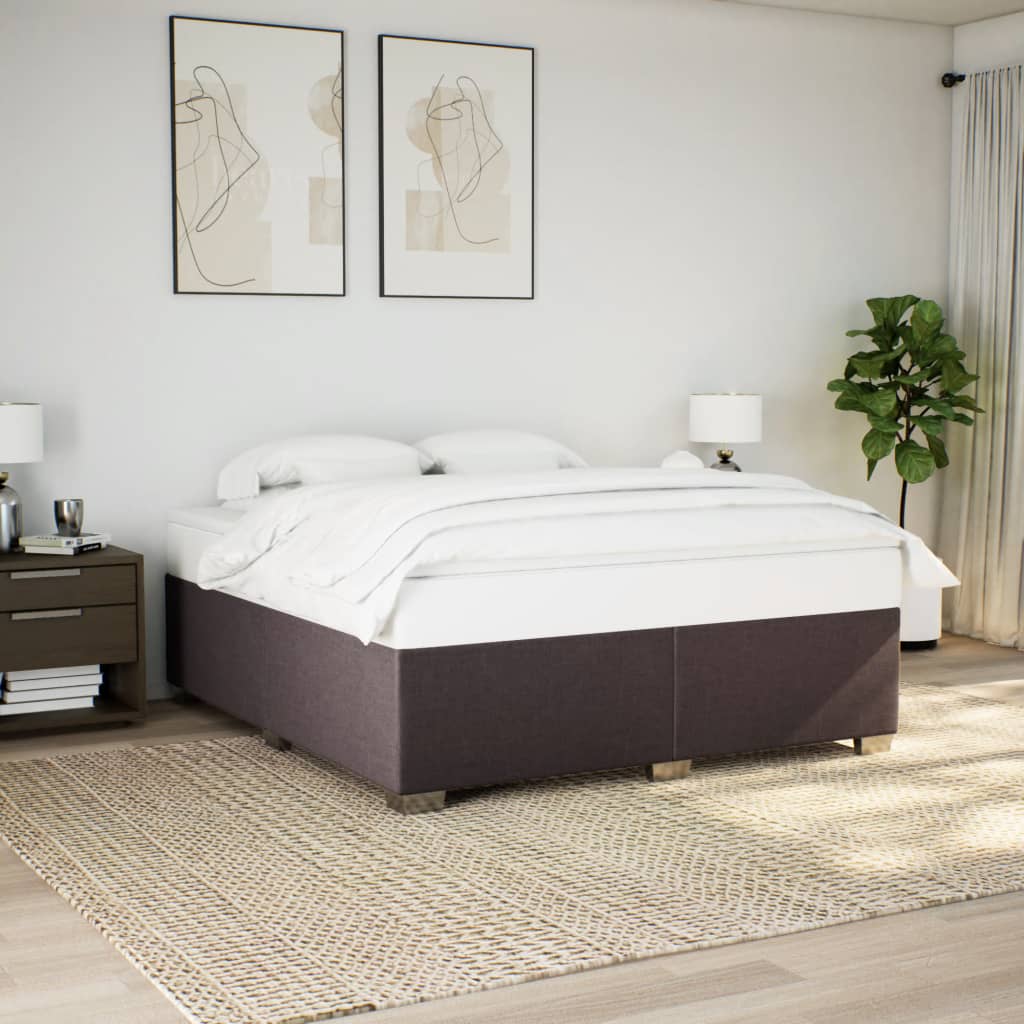 vidaXL Boxspring met matras stof donkerbruin 200x200 cm afbeelding