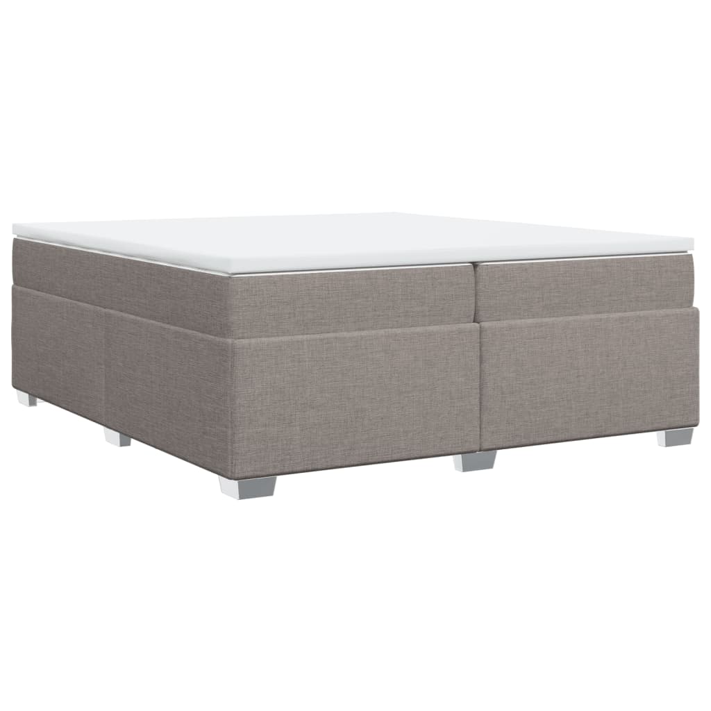 vidaXL Box spring postelja z vzmetnico taupe 200x200 cm blago