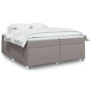 Box spring postelja z vzmetnico taupe 200x200 cm blago