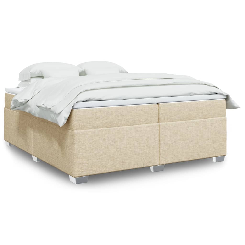 Kontinentalseng med madras og topmadras 200×200 cm - stof, cremefarvet