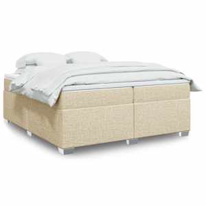Box spring postel s matrací krémová 200x200 cm textil - obrázek 1