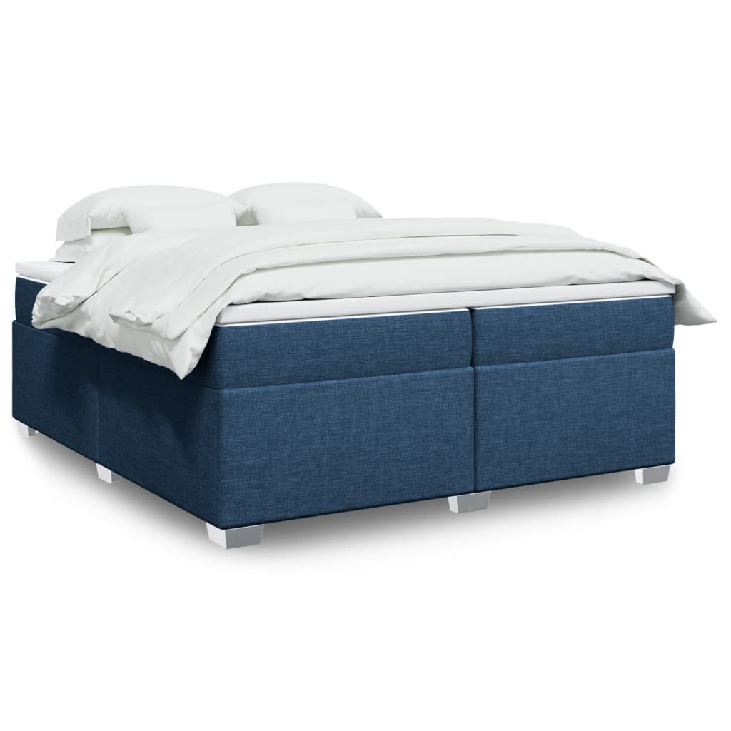 vidaXL Boxspringbett mit Matratze Blau 200x200 cm Stoff