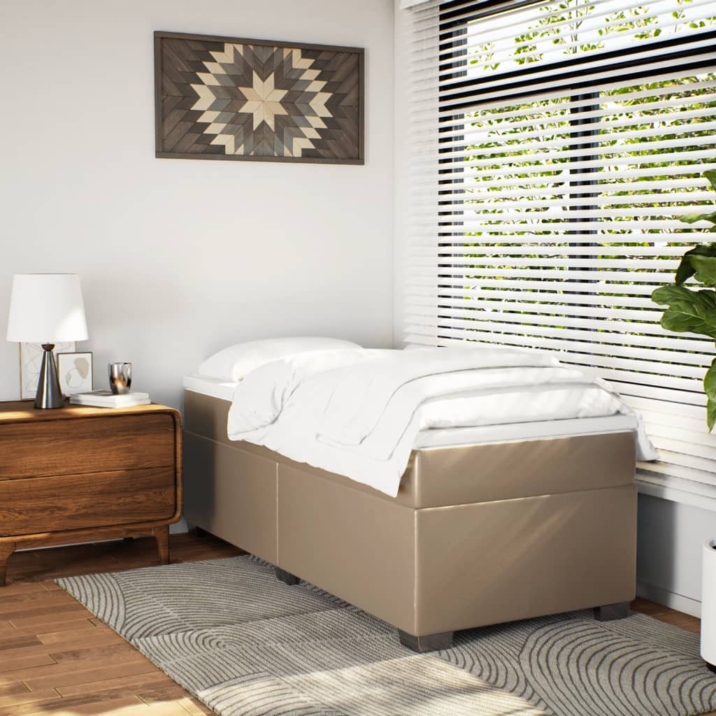 vidaXL Boxspring met matras kunstleer cappuccinokleurig 80x200 cm afbeelding