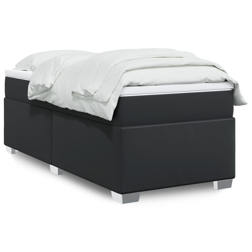 Boxspringbett mit Matratze Schwarz 90×190 cm Kunstleder