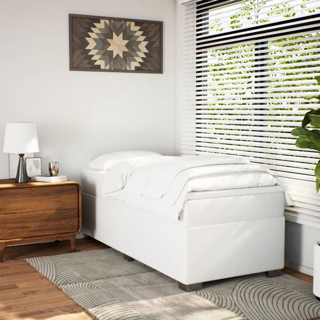 Thumbnail - vidaXL Boxspringbett mit Matratze Weiß 90x200 cm Kunstleder