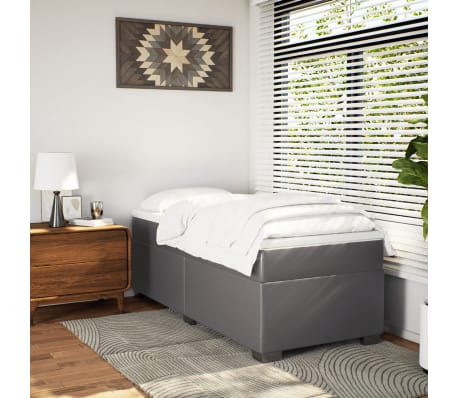 vidaXL Sommier &agrave; lattes de lit avec matelas Gris 90x200 cm Similicuir
