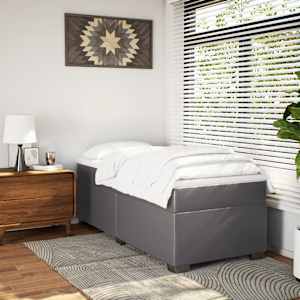 vidaXL Sommier &agrave; lattes de lit avec matelas Gris 90x200 cm Similicuir