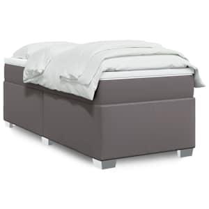 Box spring postel s matrací šedá 90x200 cm umělá kůže - obrázek 1