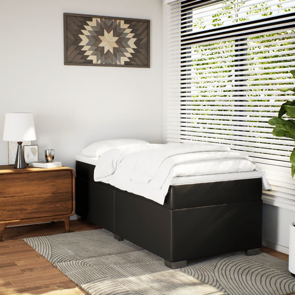 vidaXL Boxspring met matras kunstleer zwart 100x200 cm afbeelding
