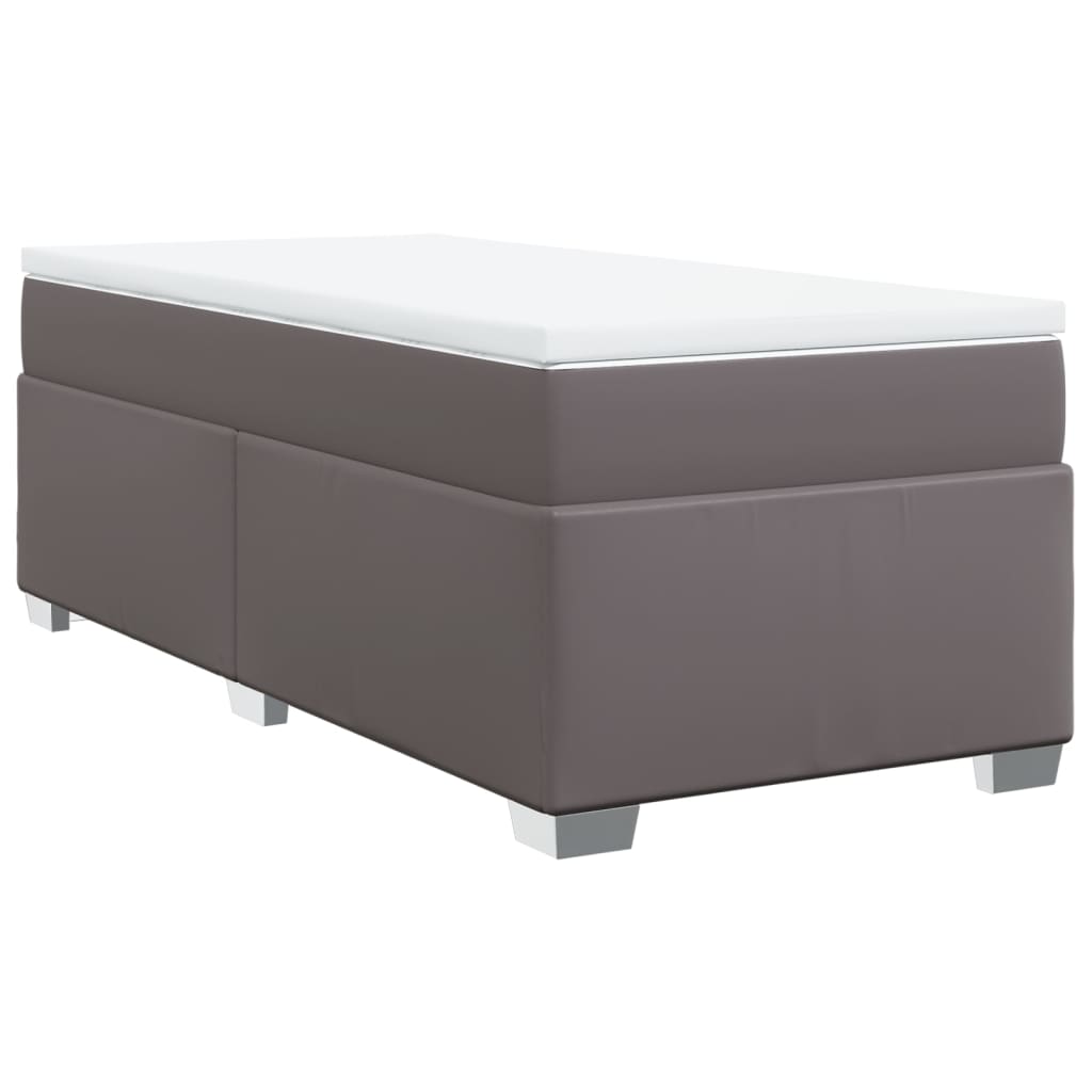 vidaXL Boxspring met matras kunstleer grijs 100x200 cm, foto 3