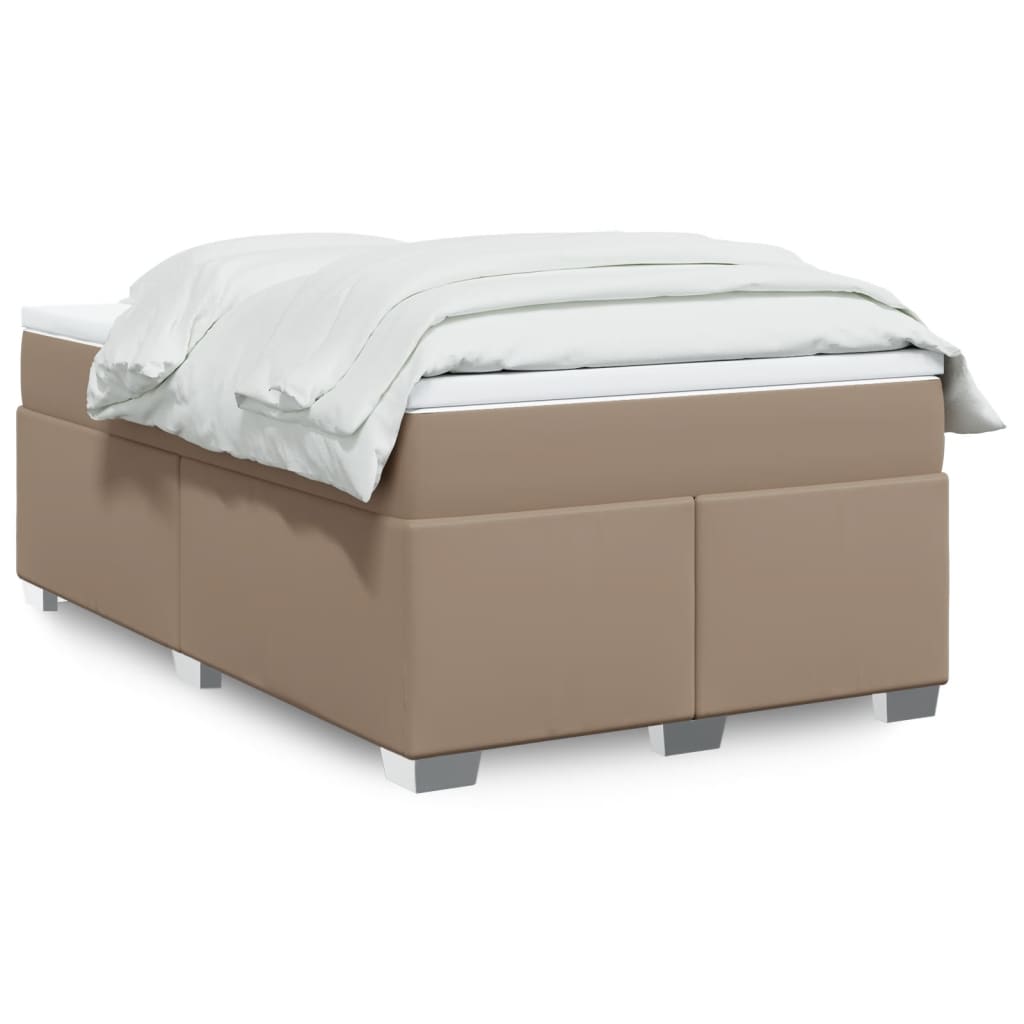 vidaXL Pat box spring cu saltea, cappuccino, 120x190cm piele ecologică