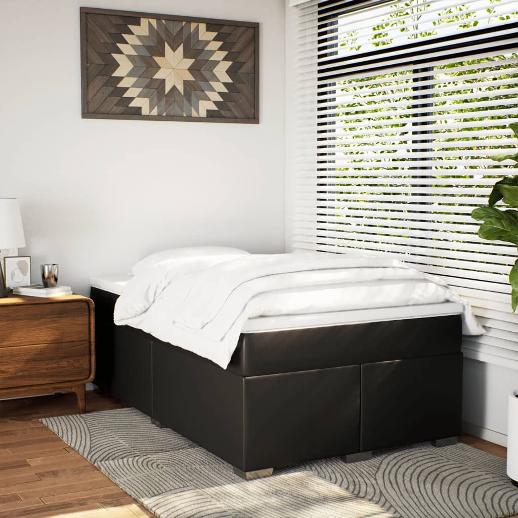 vidaXL Boxspring met matras kunstleer zwart 120x200 cm afbeelding