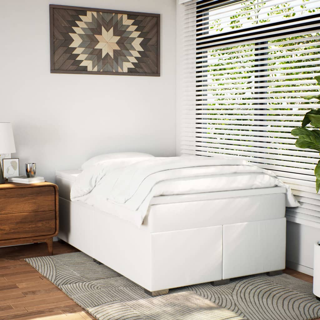 vidaXL Boxspring met matras kunstleer wit 120x200 cm afbeelding