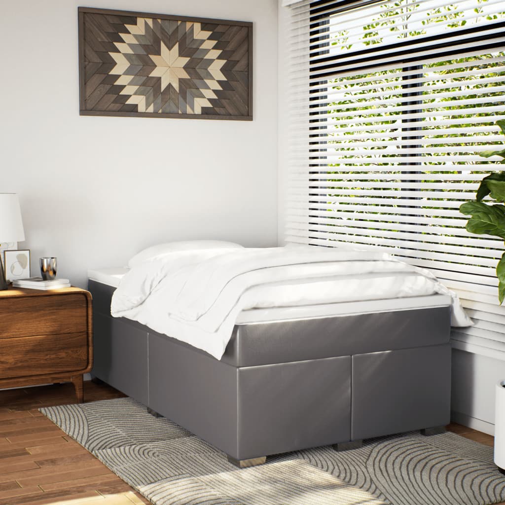 vidaXL Boxspring met matras kunstleer grijs 120x200 cm afbeelding