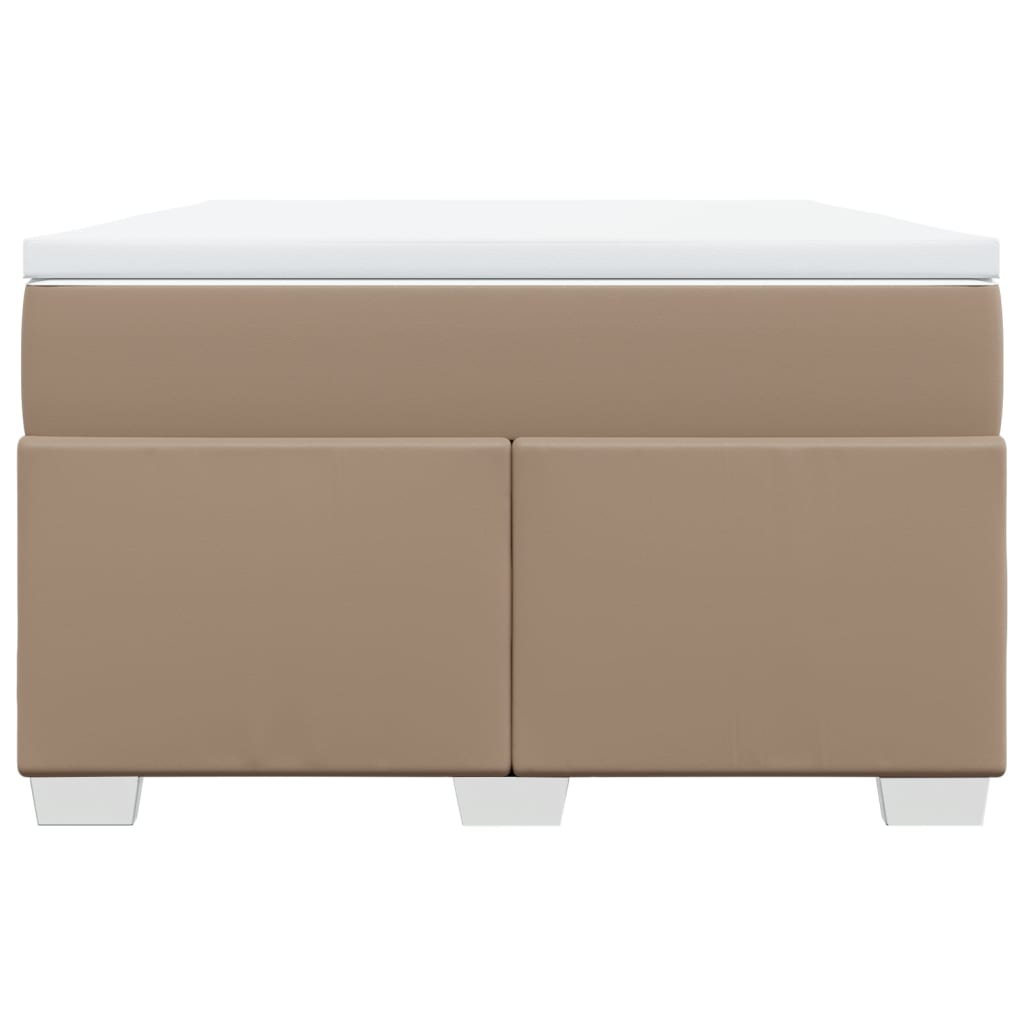vidaXL Boxspring met matras kunstleer cappuccinokleurig 120x200 cm afbeelding