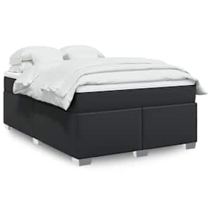 Box spring postel s matrací černá 140 x 190 cm umělá kůže