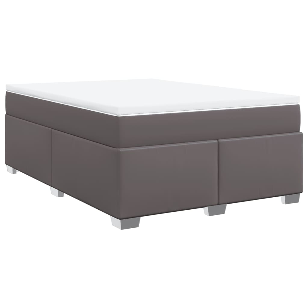 vidaXL Boxspring met matras kunstleer grijs 140x190 cm, foto 3
