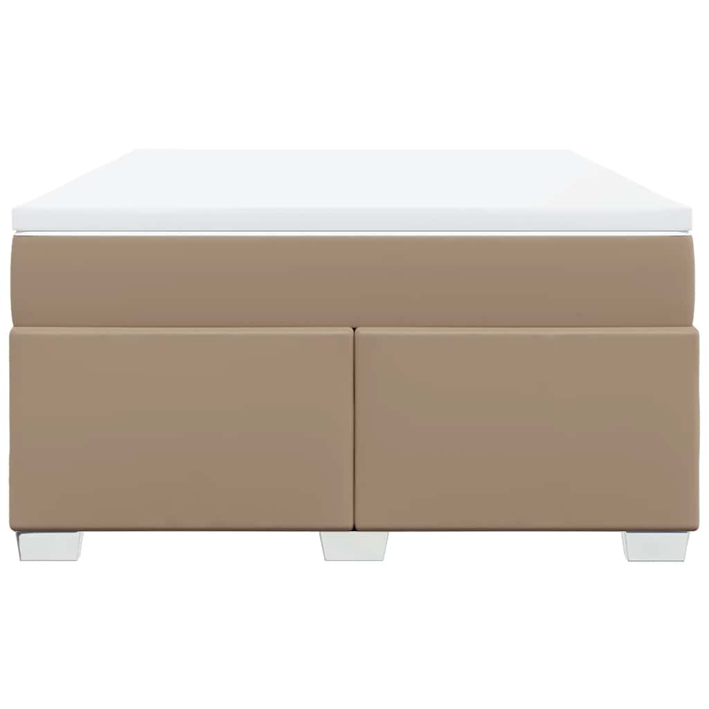 vidaXL Boxspring met matras kunstleer cappuccinokleurig 140x190 cm bruin, foto 4