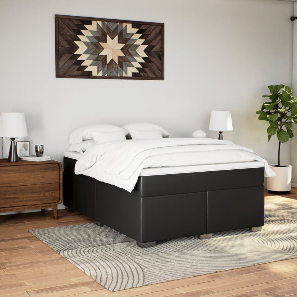 vidaXL Boxspring met matras kunstleer zwart 160x200 cm afbeelding