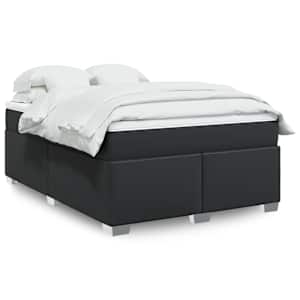 Box spring postel s matrací černá 160x200 cm umělá kůže - obrázek 1