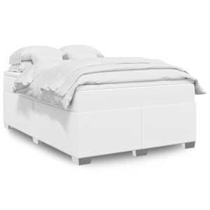 Box spring postel s matrací bílá 160x200 cm umělá kůže - obrázek 1