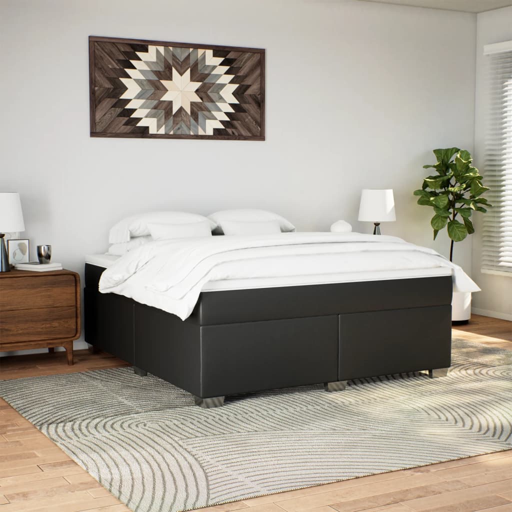 vidaXL Boxspring met matras kunstleer zwart 180x200 cm afbeelding