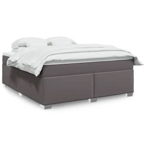 Box spring postel s matrací šedá 180x200 cm umělá kůže - obrázek 1
