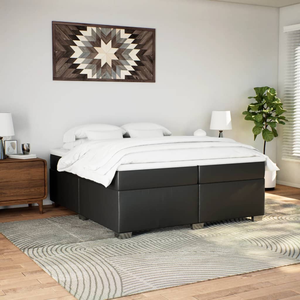 vidaXL Boxspring met matras kunstleer zwart 200x200 cm afbeelding