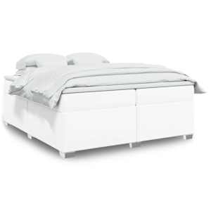 Box spring postel s matrací bílá 200x200 cm umělá kůže - obrázek 1