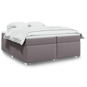 Box spring postel s matrací šedá 200x200 cm umělá kůže - obrázek 1