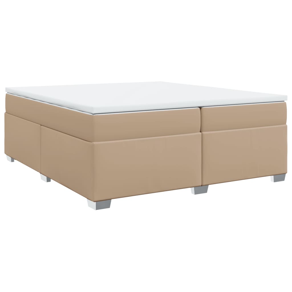 vidaXL Boxspring met matras kunstleer cappuccinokleurig 200x200 cm bruin, foto 3
