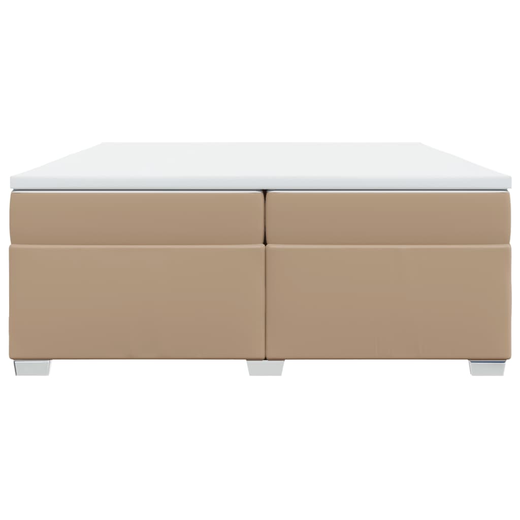 vidaXL Boxspring met matras kunstleer cappuccinokleurig 200x200 cm bruin, foto 4